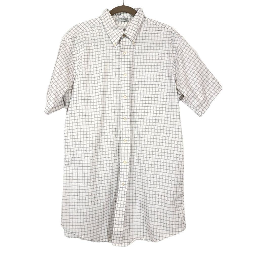 Arrow Mens Plaid White Short Sleeve Tshirt Button Down Men Size 17 Tall
